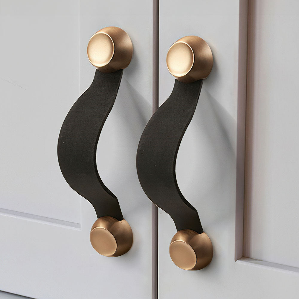 Modern Design Leather Cabinet Drawer Handles and Knobs