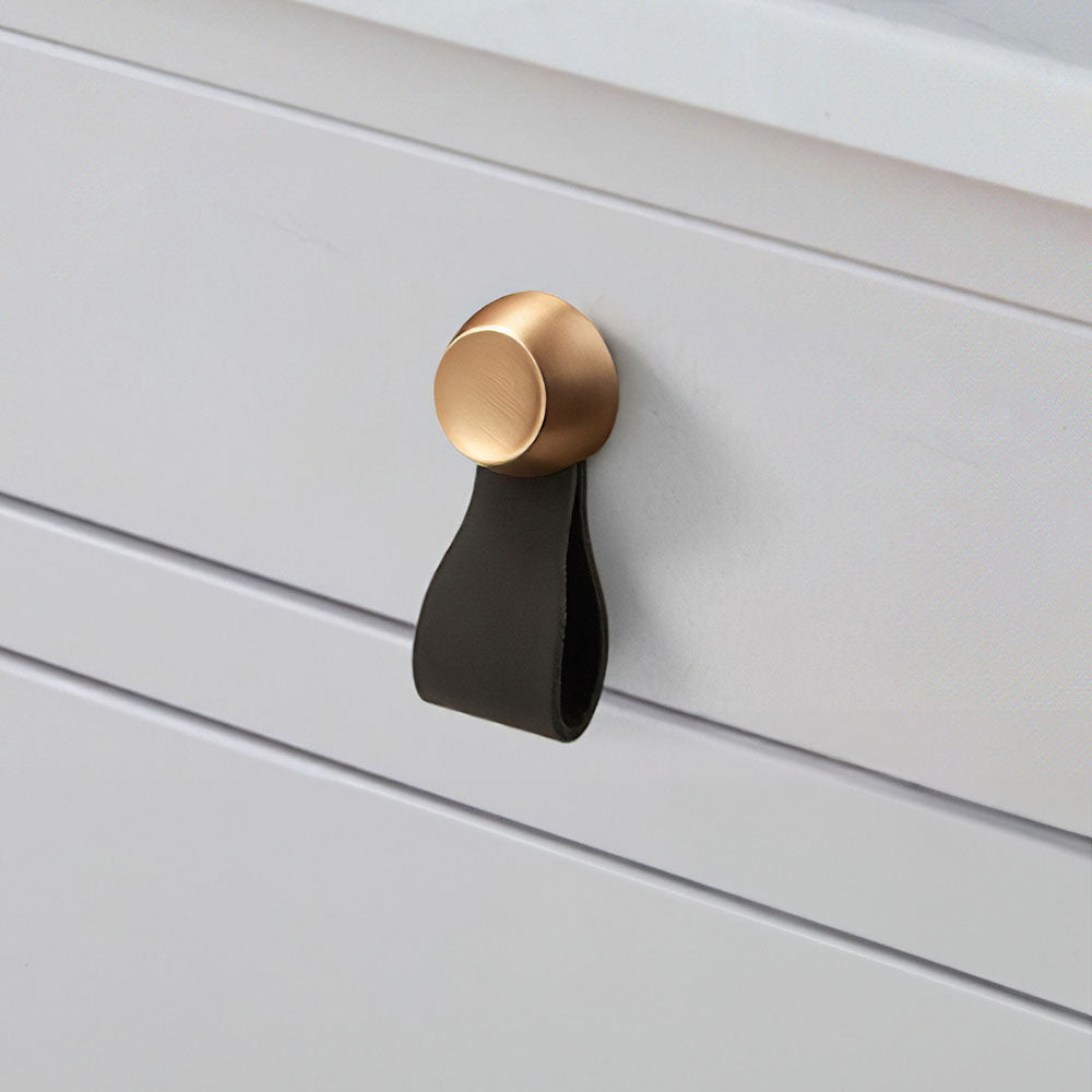 Modern Design Leather Cabinet Drawer Handles and Knobs