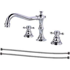 Brass Dual Cross Handles 3 Hole Basin Tap_Sliver