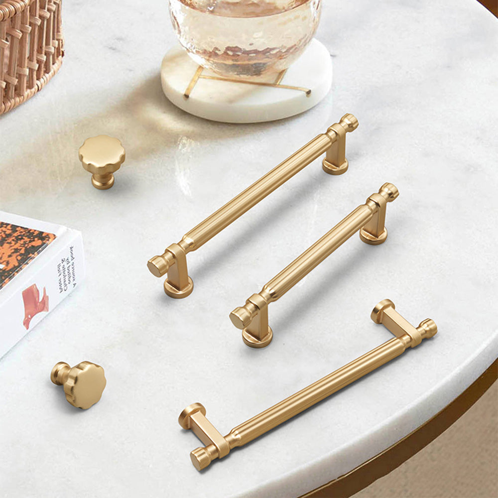 Modern T-Bar Gold Cabinet Handles