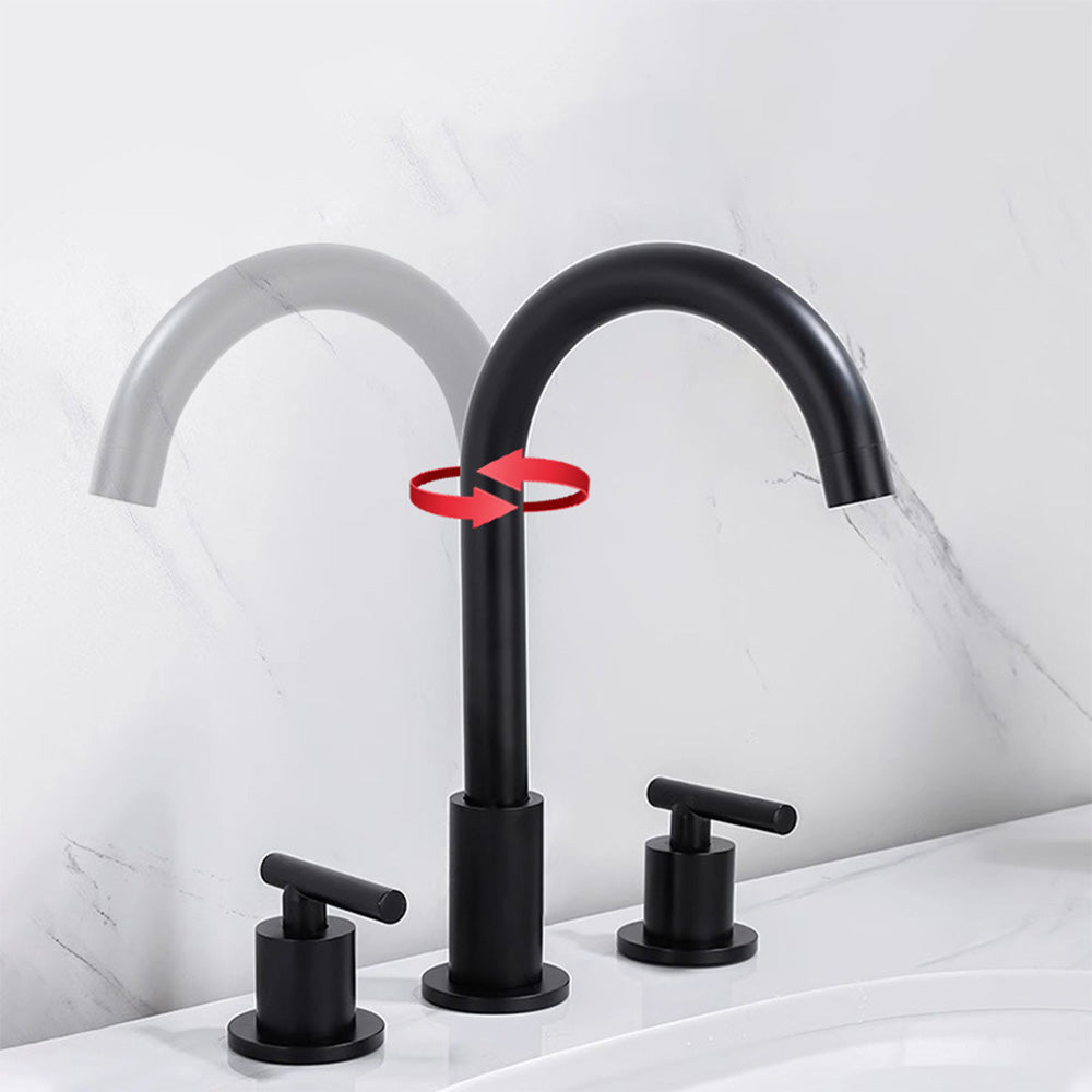 Brass Widespread 2-handle Sink Tap_Black