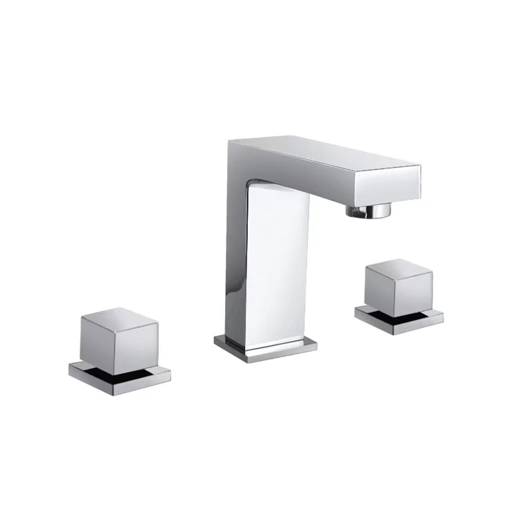 Modern 3 Holes Hot and Cold Bathroom Basin Taps_Chrome