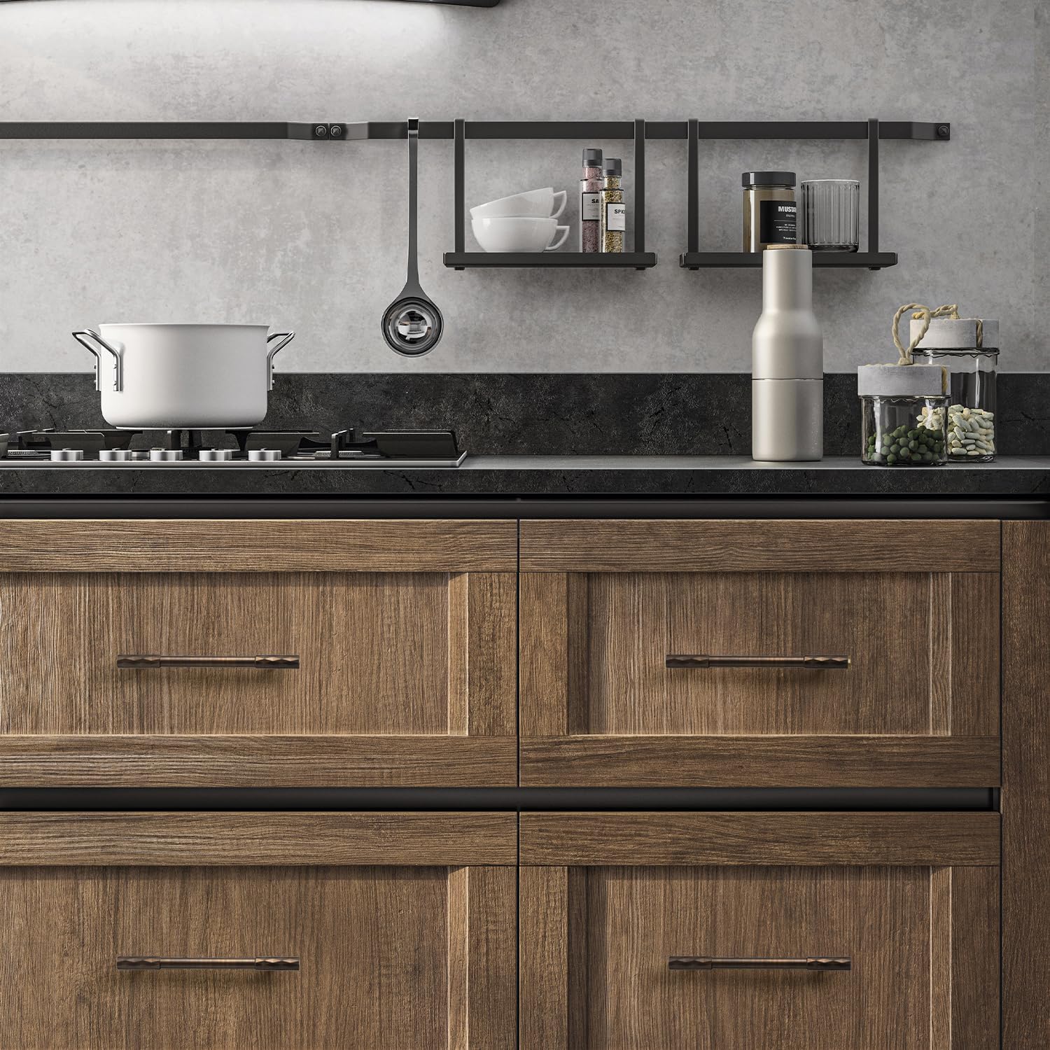 Retro Art Deco Solid Brass Cabinet Handles