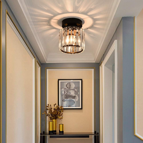 Modern 1-Light Hallway Flush Mount Ceiling Light in Black