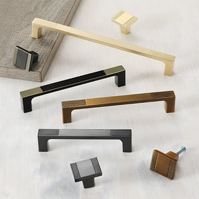 Square Textured Gold & Black Drawer Handles