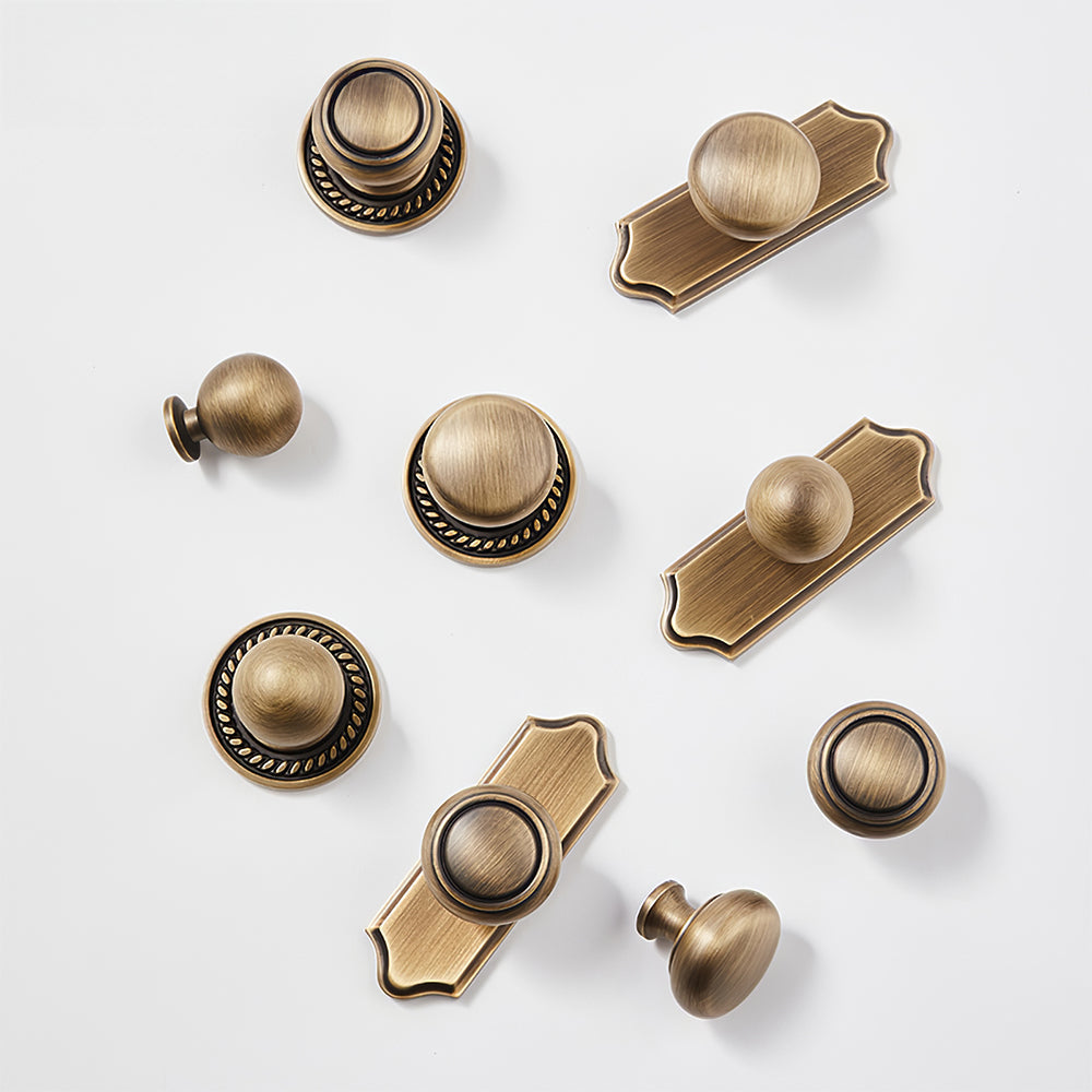 Vintage Bronze Solid Brass Knob with Backplate
