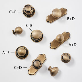 Vintage Bronze Solid Brass Knob with Backplate