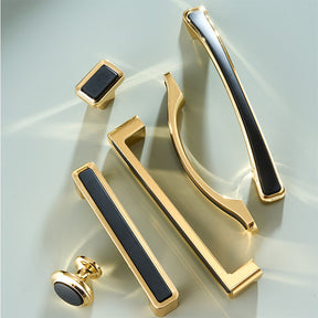 Luxury Zinc Alloy Black Gold Cabinet Handles