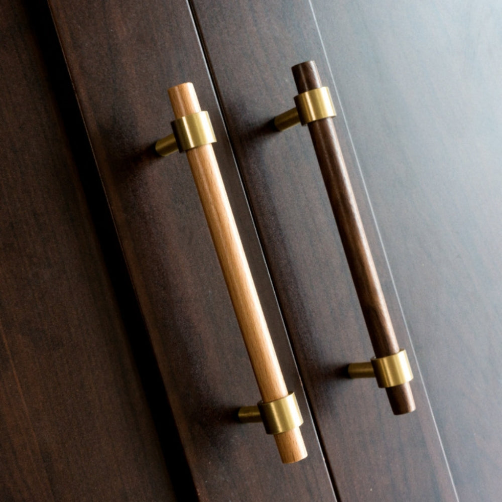 Wooden Cabinet Handles With Brass Base