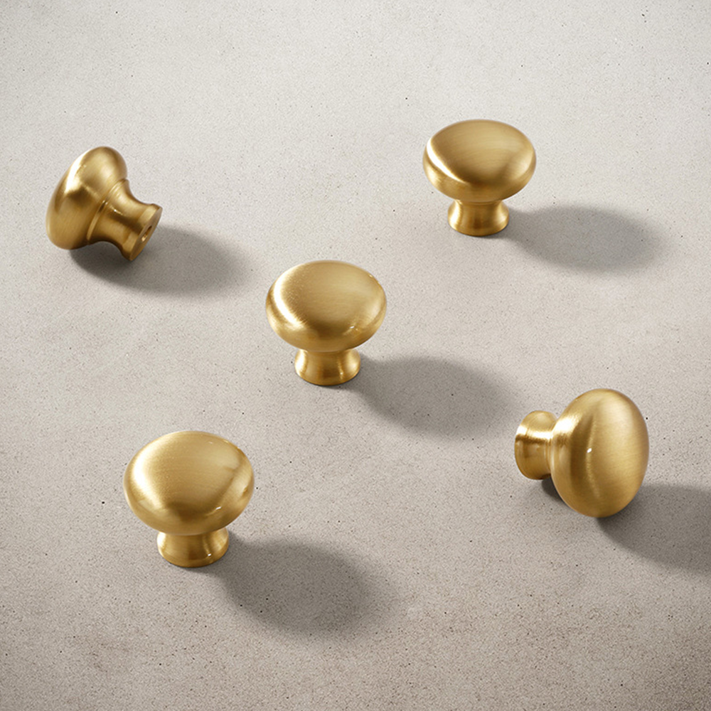 Modern Brass Gold Mushroom Head Cabinet Knobs