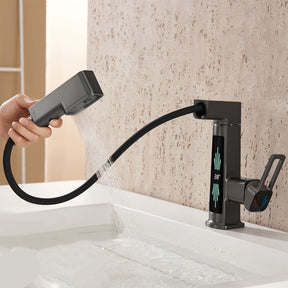 360° Rotation Liftable Bathroom Tap with LED Digital Display_Gunmetal Gray