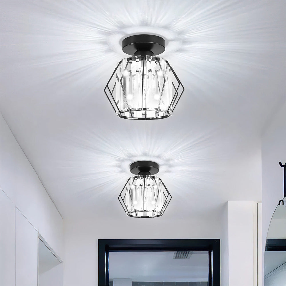 Geometric Bedroom Crystal Glass Ceiling Lights