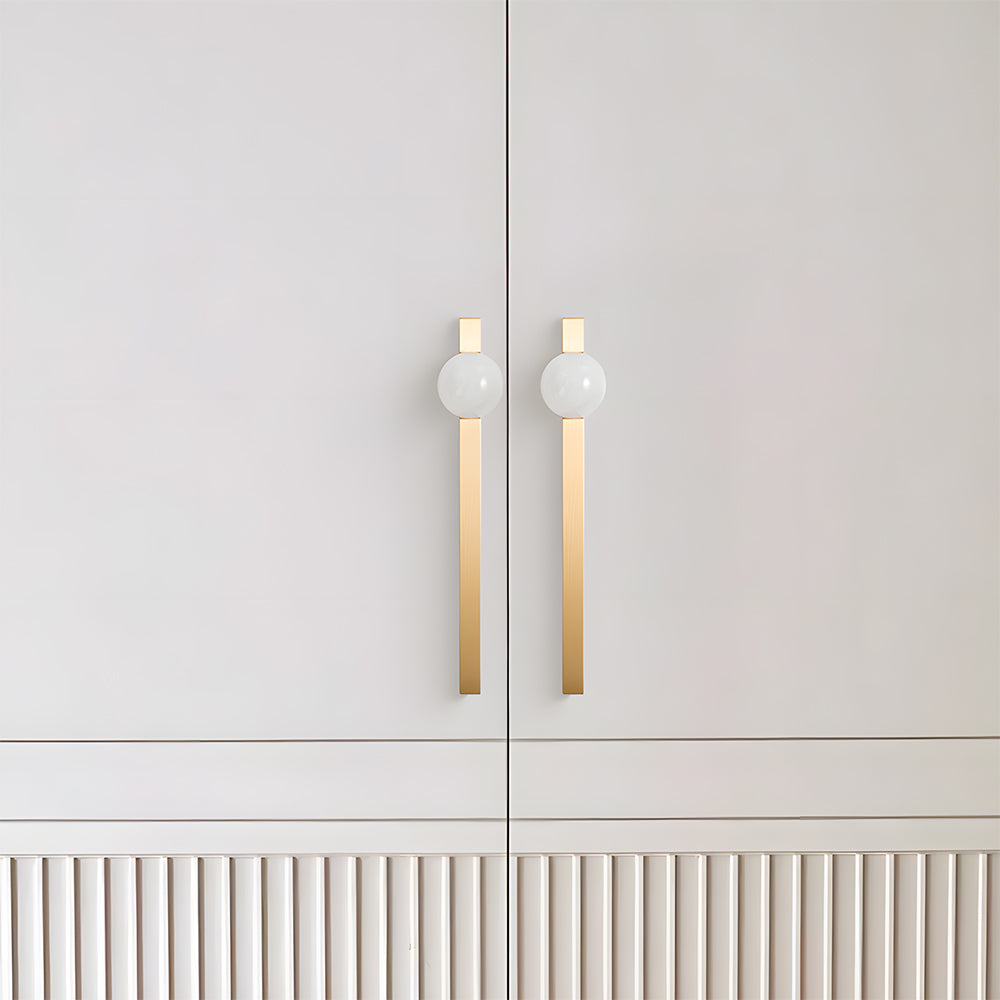 Natural Crystal Sphere Brass Cabinet Handles