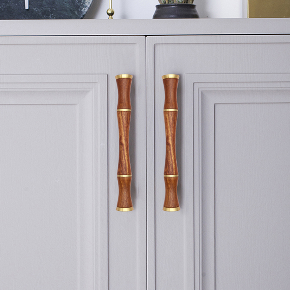 Brass Wood Modern Simple Wine Cabinet Mahogany Door Handle