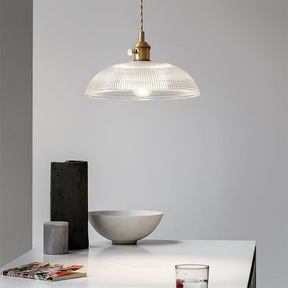 Vintage Glass Ribbed Pendant Light
