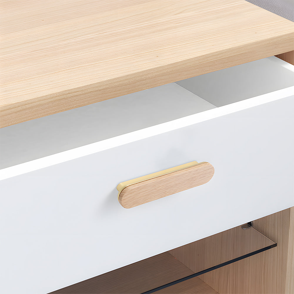 Round Wood Zinc Alloy Cabinet Wardrobe Door Handles