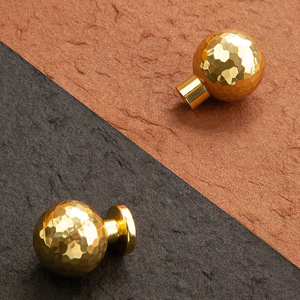 Modern Gold Brass Hammer Pattern Cabinet Knobs