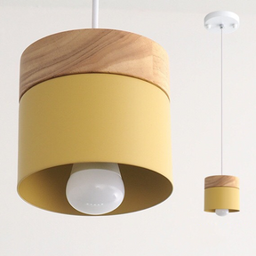 Nordic Wood Cylindrical Suspension Lamp