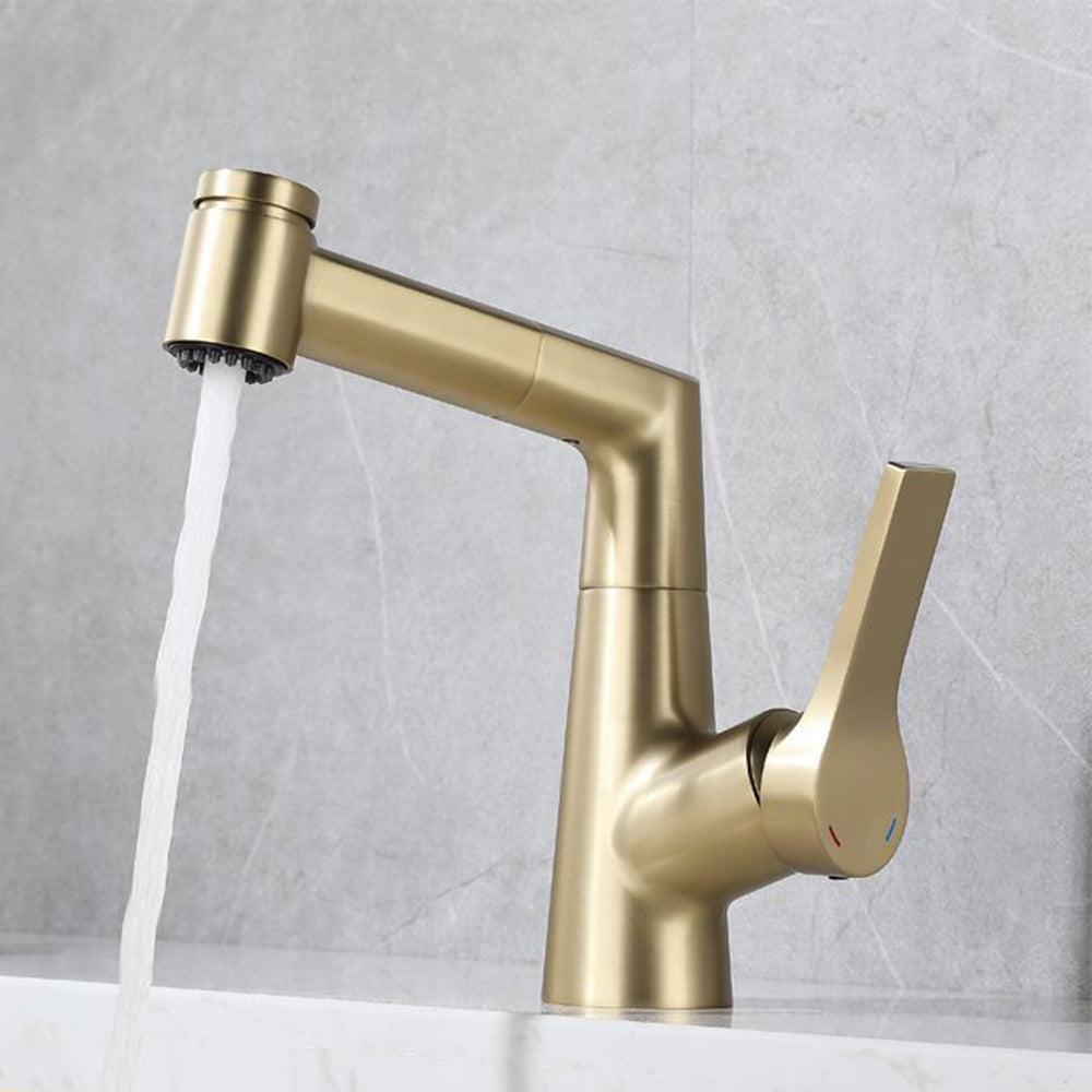 Height Adjustable Pull Out Bathroom Tap_Gold