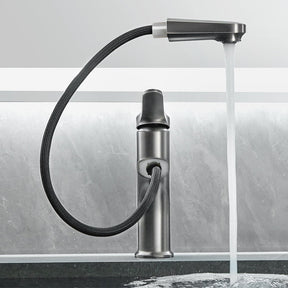 Single Handle Pull Out Spray Bathroom Tap_Gunmetal Gray