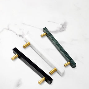 Light Luxury Marble Brass Square Cabinet Handles