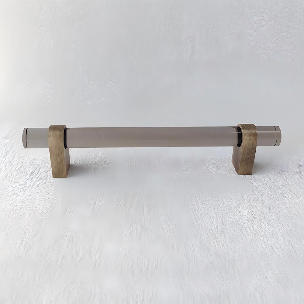 Modern Clear Acrylic and Brass Drawer Pulls
