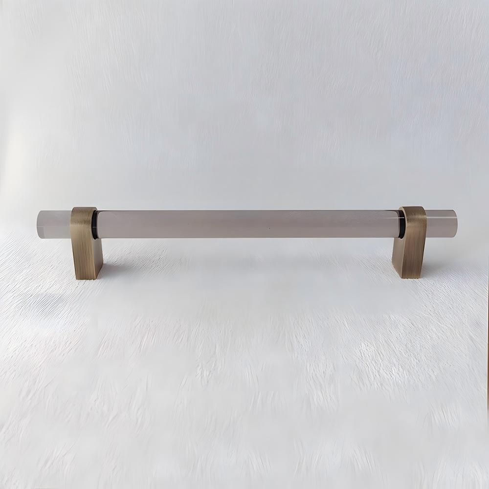 Modern Clear Acrylic and Brass Drawer Pulls