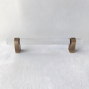 Modern Clear Acrylic and Brass Drawer Pulls