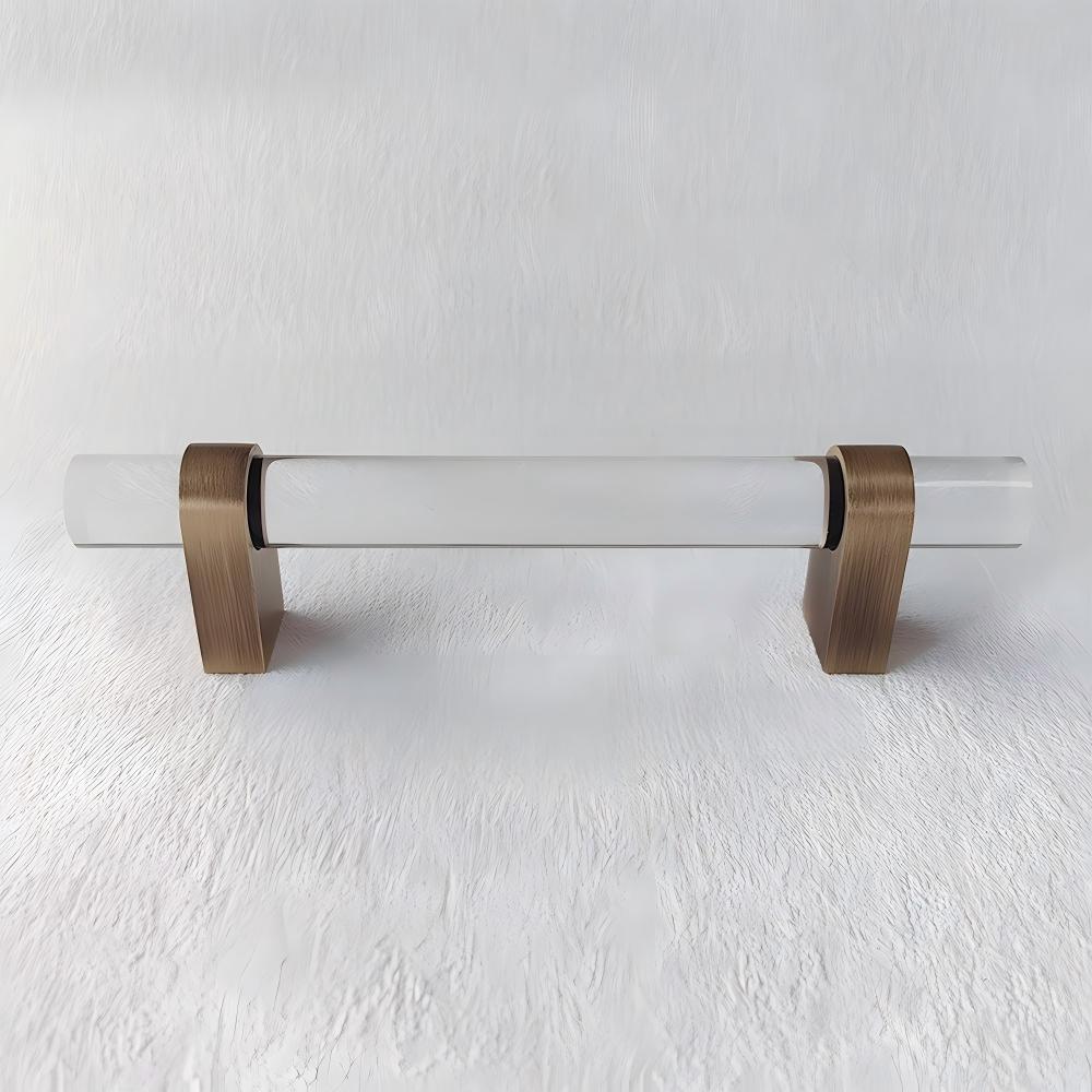 Modern Clear Acrylic and Brass Drawer Pulls