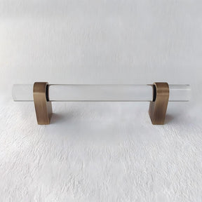 Modern Clear Acrylic and Brass Drawer Pulls