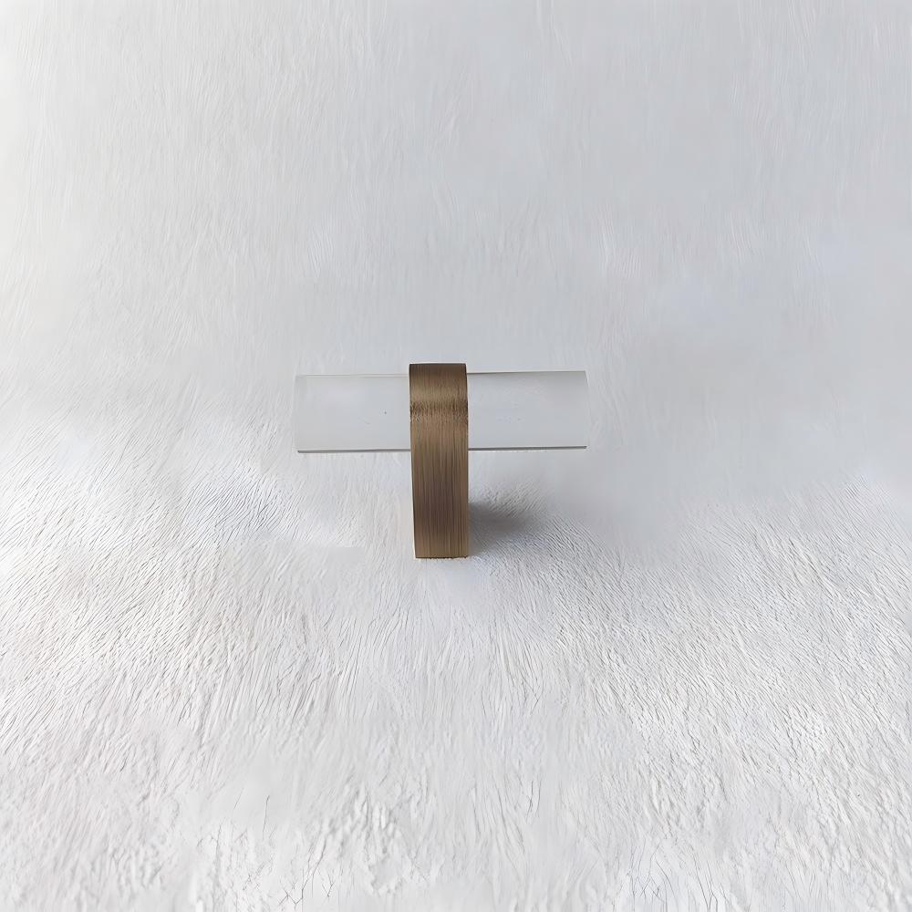 Modern Clear Acrylic and Brass Drawer Pulls