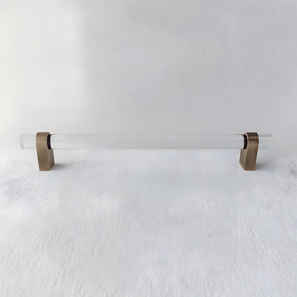 Modern Clear Acrylic and Brass Drawer Pulls