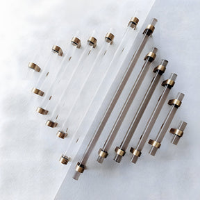 Modern Clear Acrylic and Brass Drawer Pulls