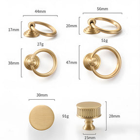 Vintage Art Deco Brass Cabinet Knobs and Pulls