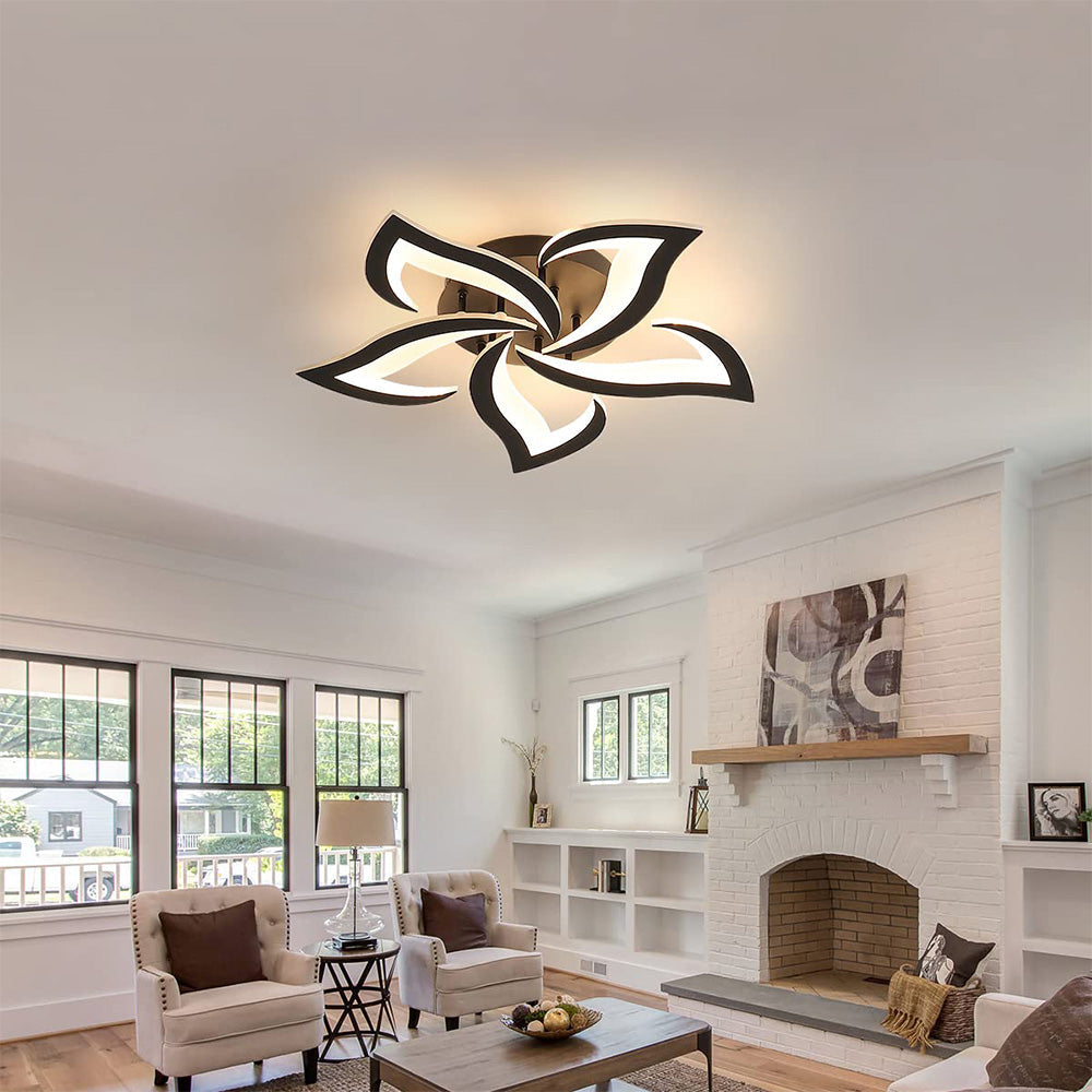 Contemporary Flower Shape Iron Living Room LED Ceiling Light