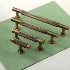 Modern Brass Knurled Handles for Kitchen Cabinets