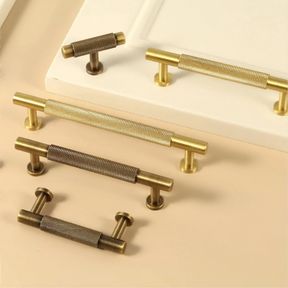 Modern Brass Knurled Handles for Kitchen Cabinets