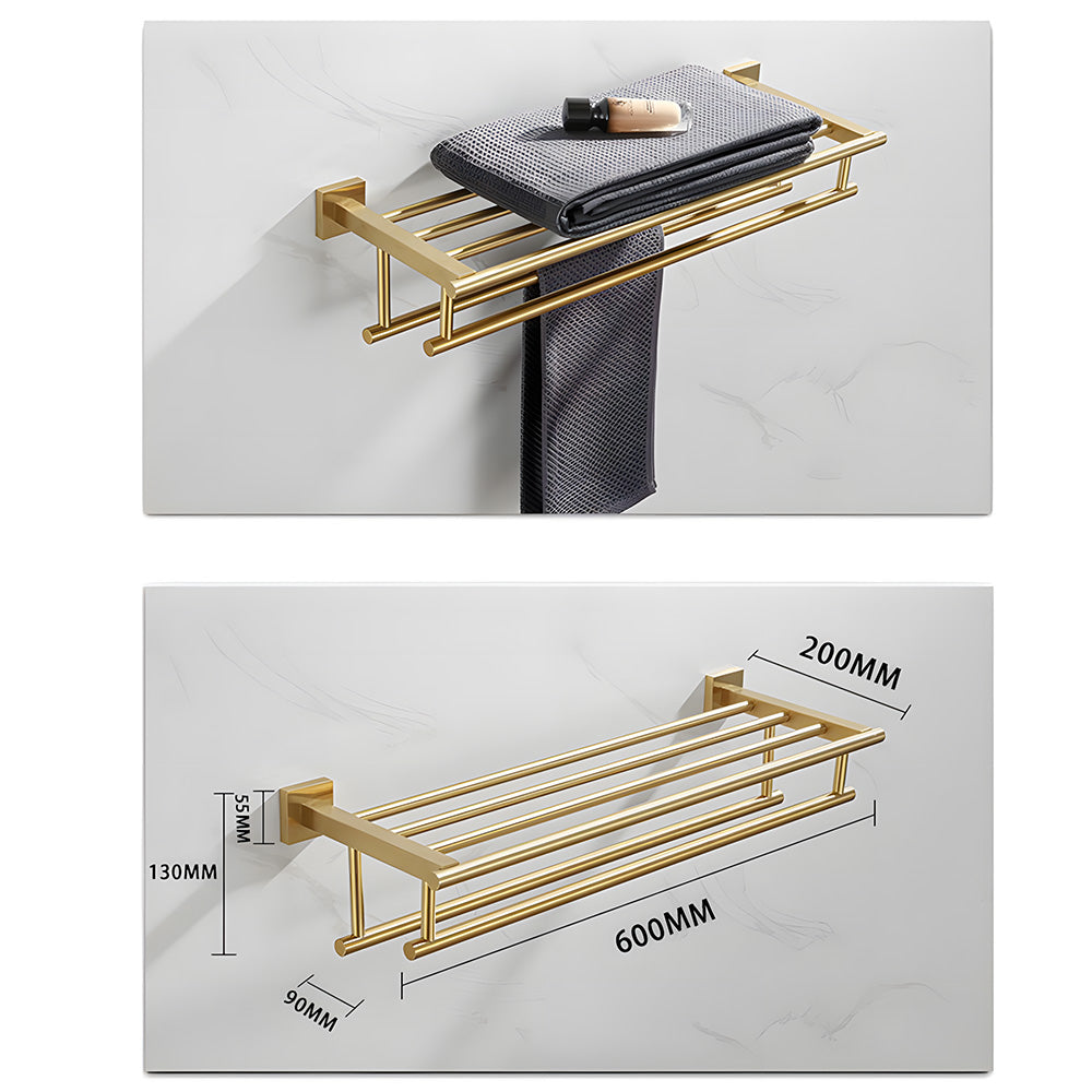 Brushed Gold Wall Mounted Bathroom Towel Rack