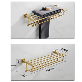 Brushed Gold Wall Mounted Bathroom Towel Rack