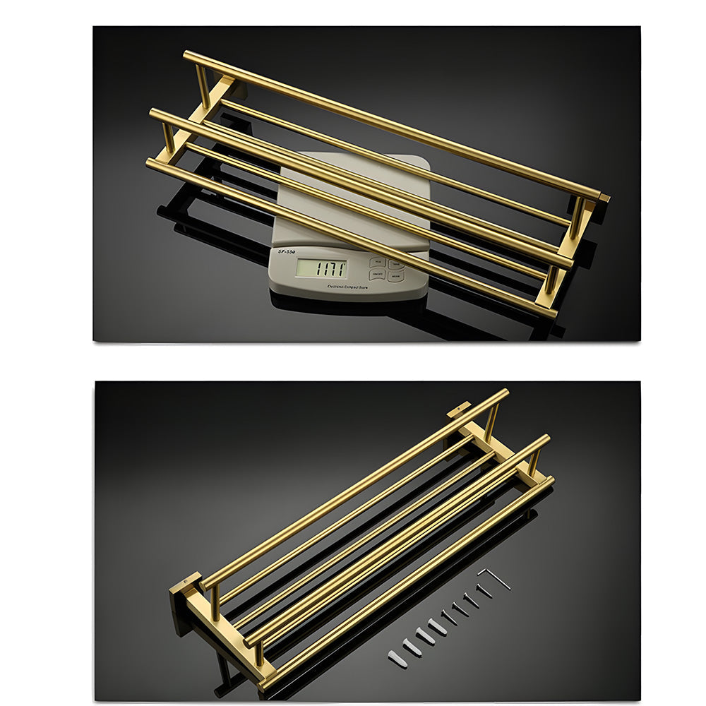 Brushed Gold Wall Mounted Bathroom Towel Rack