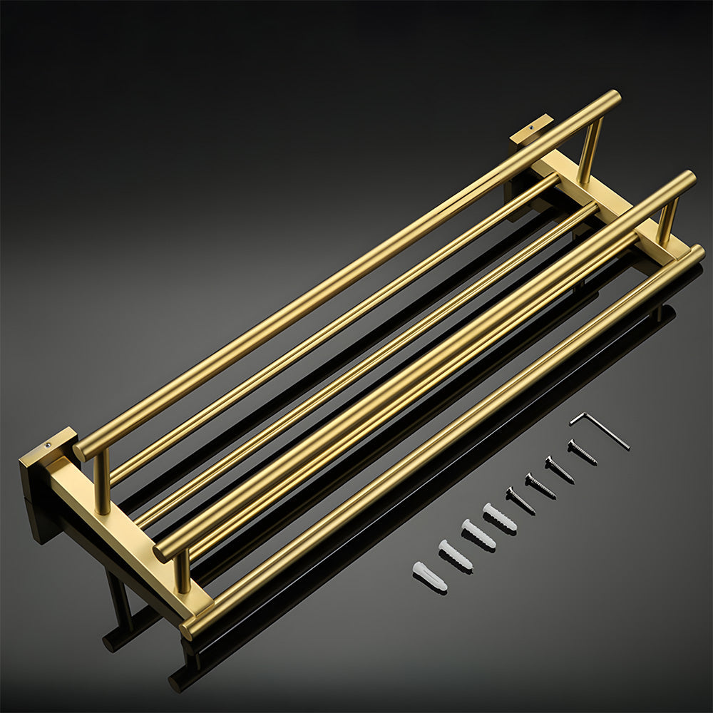 Brushed Gold Wall Mounted Bathroom Towel Rack