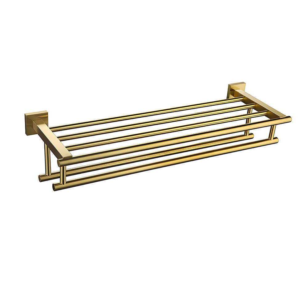Brushed Gold Wall Mounted Bathroom Towel Rack