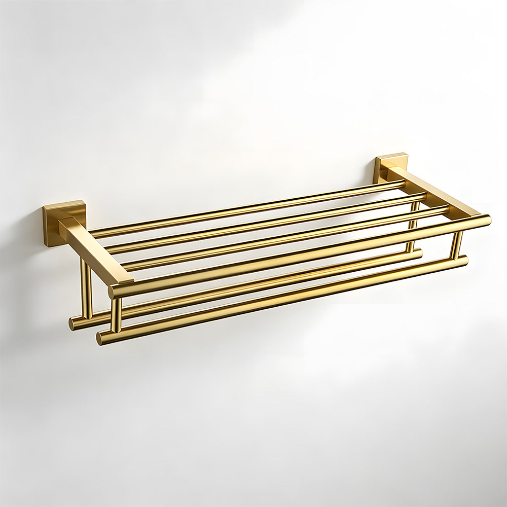 Brushed Gold Wall Mounted Bathroom Towel Rack