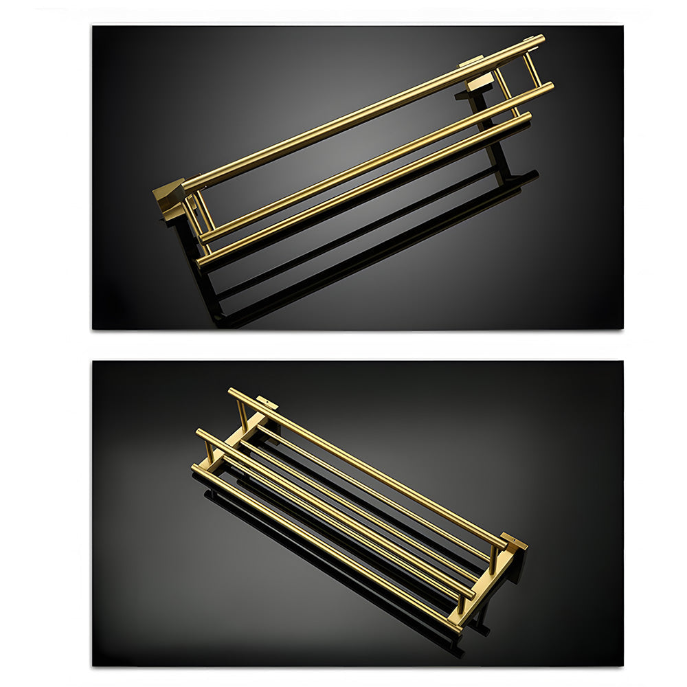 Brushed Gold Wall Mounted Bathroom Towel Rack