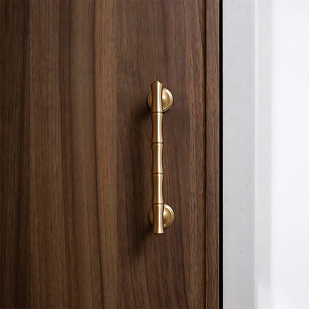 Bamboo Design Brass Gold Wardrobe Handle