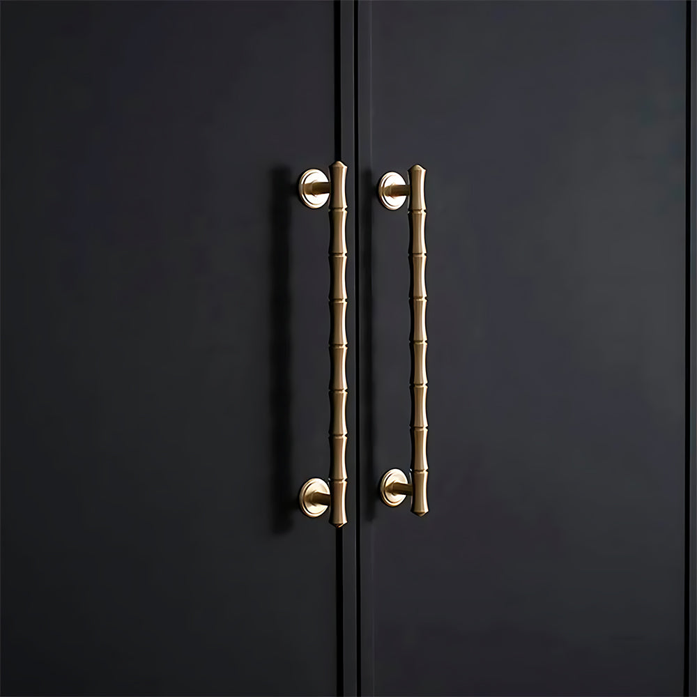 Bamboo Design Brass Gold Wardrobe Handle