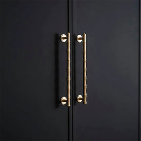 Bamboo Design Brass Gold Wardrobe Handle