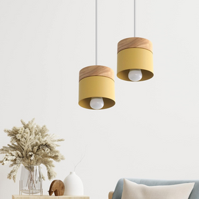 Nordic Wood Cylindrical Suspension Lamp