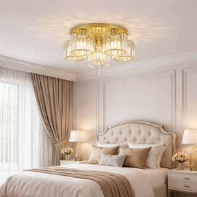 Modern Multi Light Crystal Semi Flush Ceiling Light
