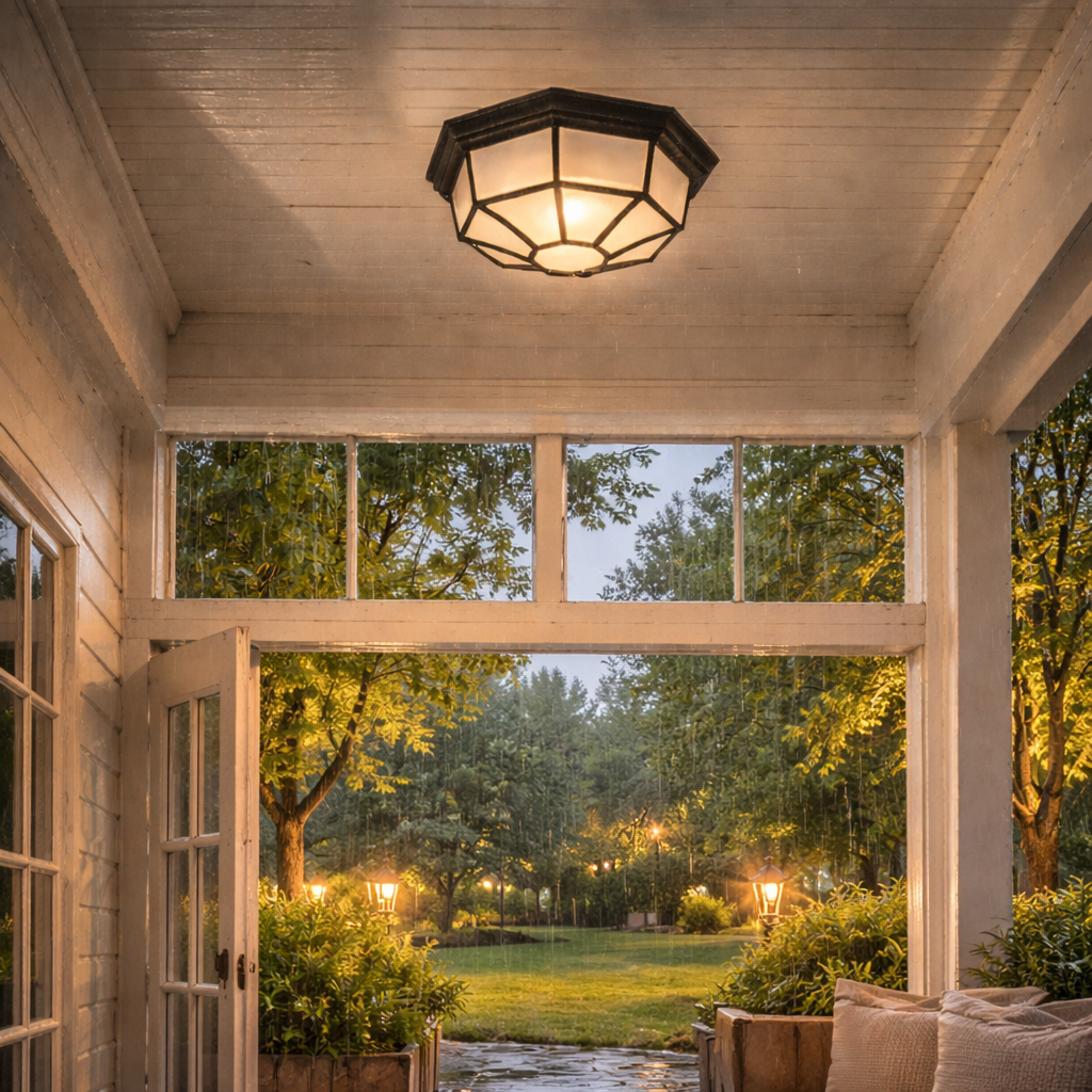 Industrial IP65 Outdoor Flush Mount Porch Ceiling Light